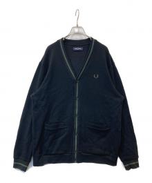 FRED PERRY（フレッドペリー）の古着「Tipped Pique Texture Cardigan ティップド・ピケ・テクスチャー・カーディガン M2654」｜ブラック