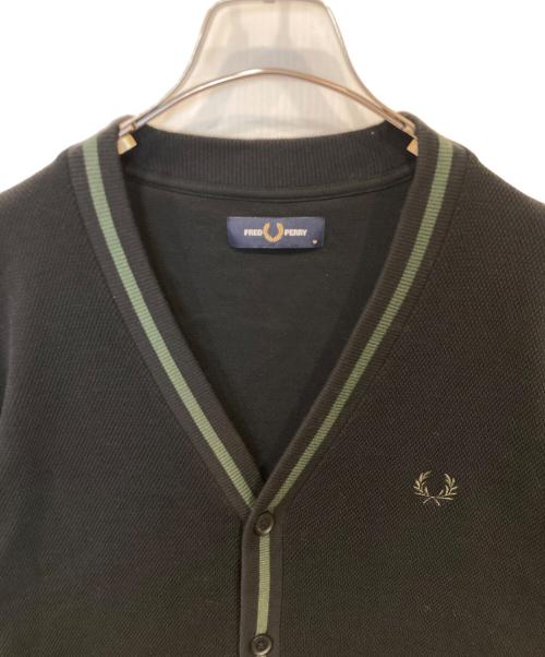 FRED PERRY（フレッドペリー）FRED PERRY (フレッドペリー) Tipped Pique Texture Cardigan ティップド・ピケ・テクスチャー・カーディガン M2654 ブラック サイズ:Mの古着・服飾アイテム