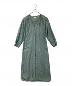 MUSUBIムスビ）の古着「コットンシャツワンピース」｜グリーン