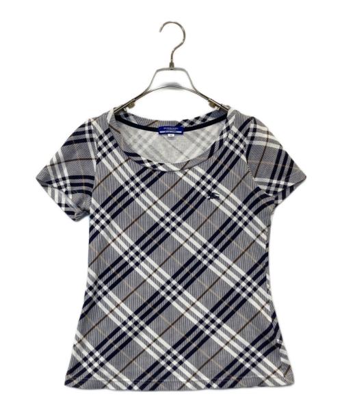 BURBERRY BLUE LABEL（バーバリー ブルー レーベル）BURBERRY BLUE LABEL (バーバリー ブルー レーベル) ノバチェックカットソー ネイビー×ブラウン サイズ:38の古着・服飾アイテム