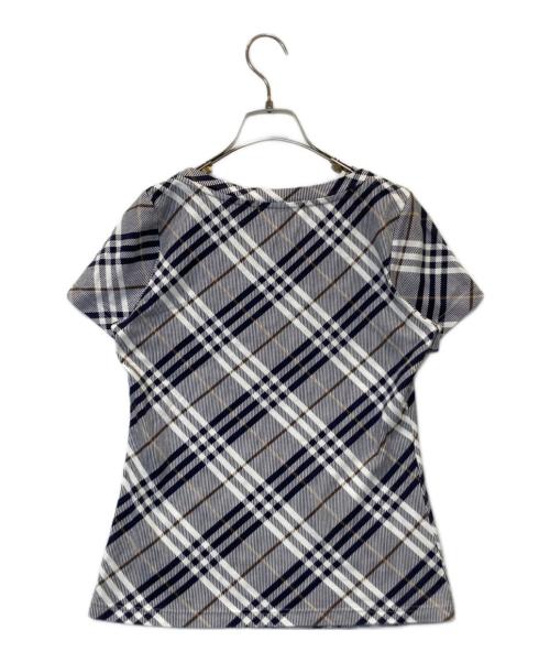 BURBERRY BLUE LABEL（バーバリー ブルー レーベル）BURBERRY BLUE LABEL (バーバリー ブルー レーベル) ノバチェックカットソー ネイビー×ブラウン サイズ:38の古着・服飾アイテム