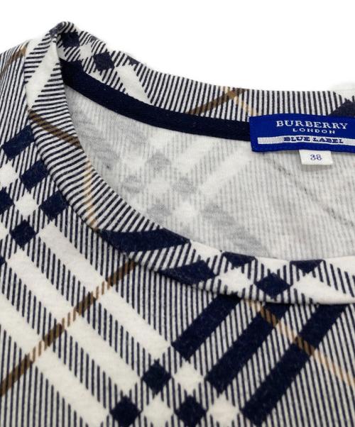 BURBERRY BLUE LABEL（バーバリー ブルー レーベル）BURBERRY BLUE LABEL (バーバリー ブルー レーベル) ノバチェックカットソー ネイビー×ブラウン サイズ:38の古着・服飾アイテム