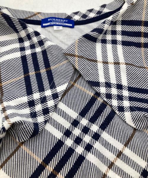 BURBERRY BLUE LABEL（バーバリー ブルー レーベル）BURBERRY BLUE LABEL (バーバリー ブルー レーベル) ノバチェックカットソー ネイビー×ブラウン サイズ:38の古着・服飾アイテム