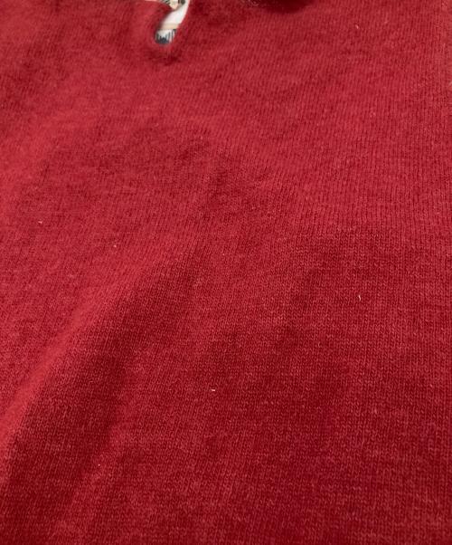 BURBERRY BLUE LABEL（バーバリー ブルー レーベル）BURBERRY BLUE LABEL (バーバリー ブルー レーベル) ニット切替ブラウス　FBF45-853 ベージュ×レッド サイズ:Mの古着・服飾アイテム