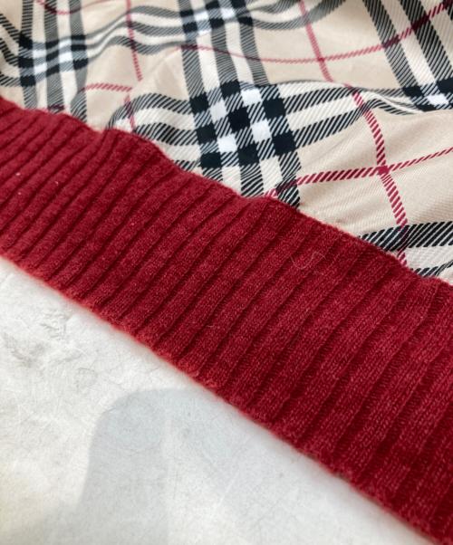 BURBERRY BLUE LABEL（バーバリー ブルー レーベル）BURBERRY BLUE LABEL (バーバリー ブルー レーベル) ニット切替ブラウス　FBF45-853 ベージュ×レッド サイズ:Mの古着・服飾アイテム