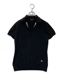 BURBERRY LONDON（バーバリーロンドン）の古着「ノバチェック切替刺繍ロゴポロシャツ」｜ブラック