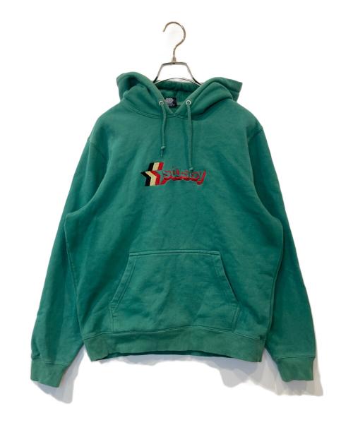 stussy（ステューシー）stussy (ステューシー) 3 Star Applique Hoodie スリー・スター・アップリケ・フーディー グリーン サイズ:Sの古着・服飾アイテム