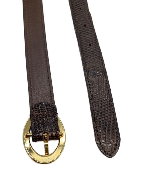 BISOWN（ビソウン）BISOWN (ビソウン) LIZARD OVAL BELT リザード オーバル ベルト ブラウンの古着・服飾アイテム
