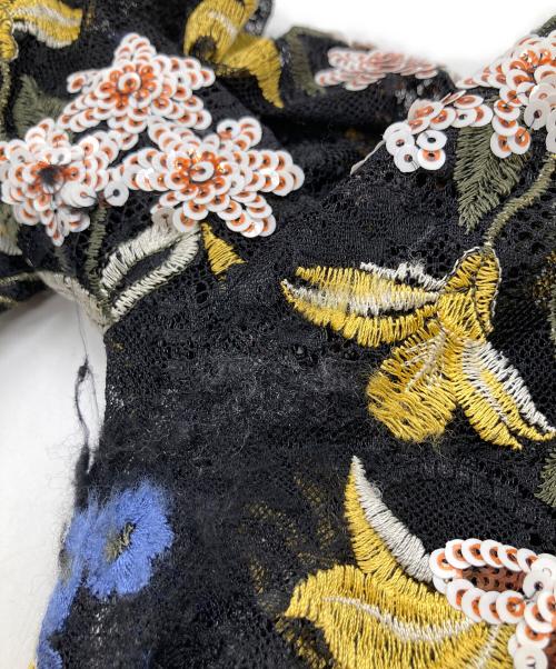 GRACE CONTINENTAL（グレースコンチネンタル）GRACE CONTINENTAL (グレースコンチネンタル) フラワーライン刺繍ワンピース　19431232-0 ブラック サイズ:38の古着・服飾アイテム