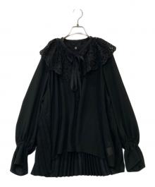 GRACE CLASS（グレースクラス）の古着「レース付プリーツブラウス」｜ブラック