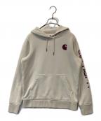 CarHarttカーハート）の古着「Relaxed Fit Midweight Logo Hoodie リラックスト フィット ミッドウェイト ロゴ フーディ TS0288-W」｜ライトグレー
