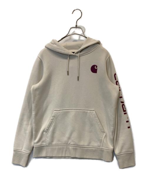 CarHartt（カーハート）CarHartt (カーハート) Relaxed Fit Midweight Logo Hoodie リラックスト フィット ミッドウェイト ロゴ フーディ TS0288-W ライトグレー サイズ:Sの古着・服飾アイテム