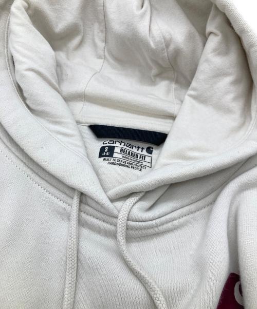 CarHartt（カーハート）CarHartt (カーハート) Relaxed Fit Midweight Logo Hoodie リラックスト フィット ミッドウェイト ロゴ フーディ TS0288-W ライトグレー サイズ:Sの古着・服飾アイテム