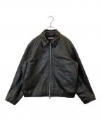 FREAK'S STOREフリークスストア）の古着「Calf Leather Minimal Single Riders Jacket カーフ レザー ミニマル シングル ライダース 253-1570」｜ブラック