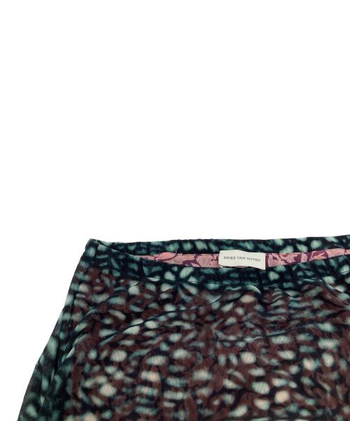 DRIES VAN NOTEN（ドリスヴァンノッテン）DRIES VAN NOTEN (ドリスヴァンノッテン) 総柄レイヤードメッシュスカート グリーン×ピンク サイズ:Sの古着・服飾アイテム