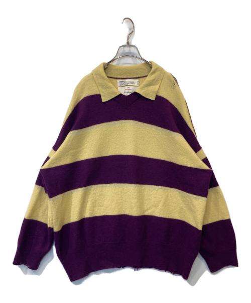 DAIRIKU（ダイリク）DAIRIKU (ダイリク) Lager Border Knit ラガー・ボーダー・ニット 23SS K-4 イエロー×パープル サイズ:Mの古着・服飾アイテム