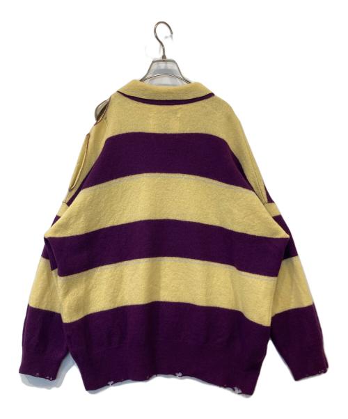 DAIRIKU（ダイリク）DAIRIKU (ダイリク) Lager Border Knit ラガー・ボーダー・ニット 23SS K-4 イエロー×パープル サイズ:Mの古着・服飾アイテム