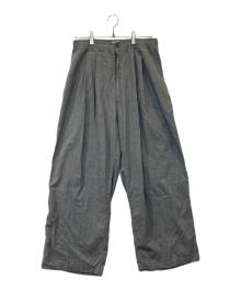 gold（ゴールド）の古着「COTTON ×SILK NEL 2TUCK EASY WIDE PANTS コットン シルク ネル ツータック イージー ワイド パンツ GL42617」｜グレー