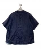 CAHLUMNカウラム）の古着「Linen Baseball Shirt リネン ベースボール シャツ 241-1067」｜ネイビー