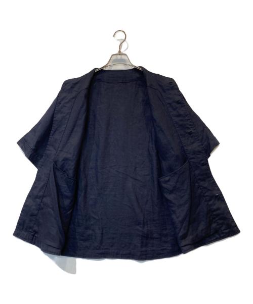 CAHLUMN（カウラム）CAHLUMN (カウラム) Linen Baseball Shirt リネン ベースボール シャツ 241-1067 ネイビー サイズ:Mの古着・服飾アイテム