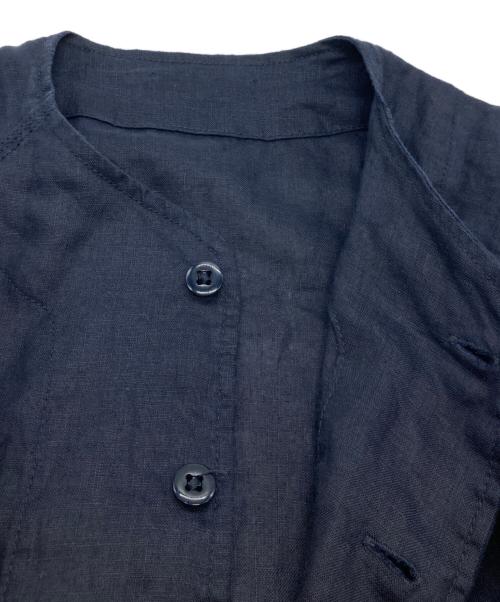 CAHLUMN（カウラム）CAHLUMN (カウラム) Linen Baseball Shirt リネン ベースボール シャツ 241-1067 ネイビー サイズ:Mの古着・服飾アイテム