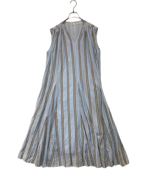 ne quittez pas（ヌキテパ）ne quittez pas (ヌキテパ) ストライプ ノースリーブワンピース　010521GQ6 スカイブルー サイズ:Ｓの古着・服飾アイテム