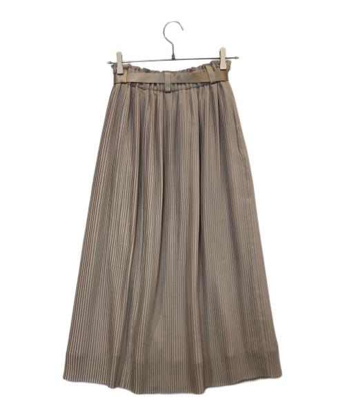 HYKE（ハイク）HYKE (ハイク) SHARK SKIN PLEATED SKIRT シャークスキンプリーツスカート　211-14104 021 ベージュ サイズ:1の古着・服飾アイテム
