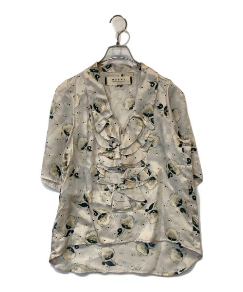 MARNI（マルニ）MARNI (マルニ) 花柄レーヨンフリルシャツ ベージュ サイズ:38の古着・服飾アイテム