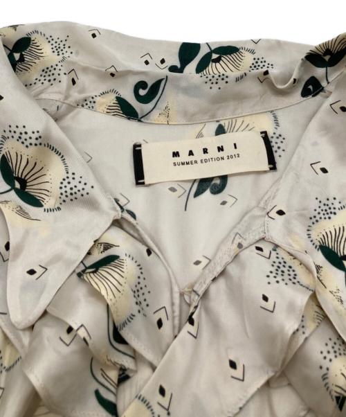 MARNI（マルニ）MARNI (マルニ) 花柄レーヨンフリルシャツ ベージュ サイズ:38の古着・服飾アイテム