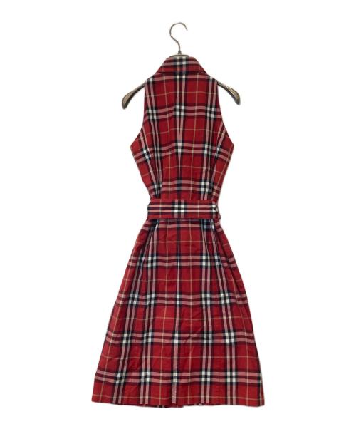 BURBERRY BLUE LABEL（バーバリー ブルー レーベル）BURBERRY BLUE LABEL (バーバリー ブルー レーベル) ノースリーブシャツワンピース FM537-234 レッド サイズ:38の古着・服飾アイテム