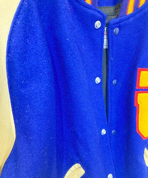 DeLonghi（デロンギ）DeLonghi (デロンギ) 袖レザースタジャン ネイビー×アイボリー サイズ:Mの古着・服飾アイテム