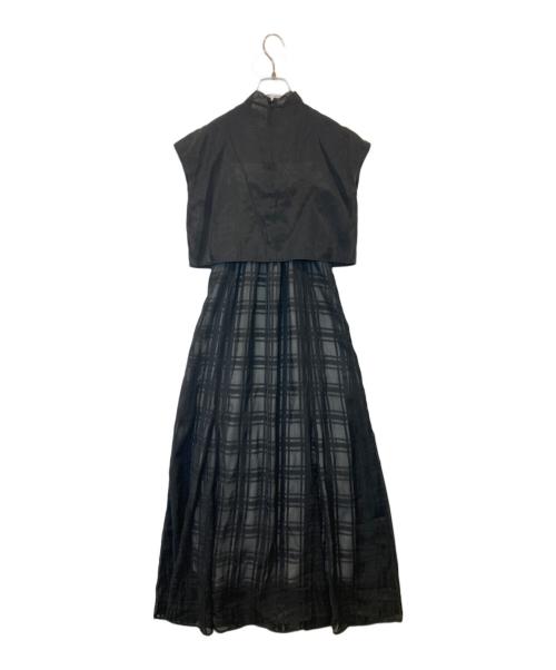 darich（ダーリッチ）darich (ダーリッチ) シアードッキングチェックワンピース　112414053 ブラック サイズ:FREEの古着・服飾アイテム