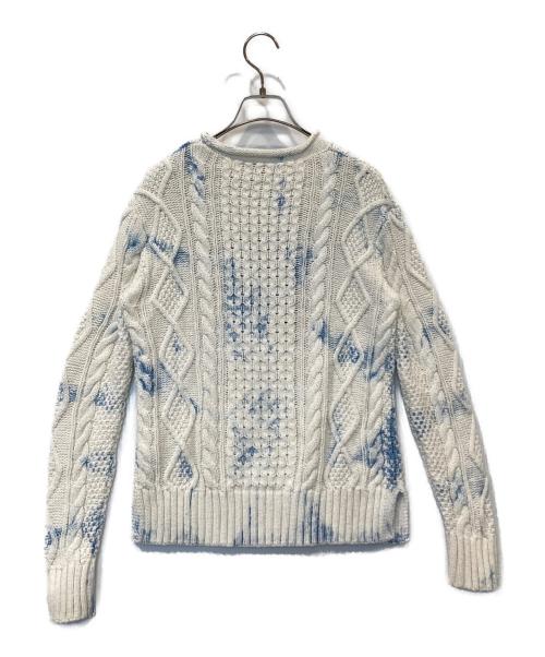 POLO RALPH LAUREN（ポロ・ラルフローレン）POLO RALPH LAUREN (ポロ・ラルフローレン) 星条旗インディゴケーブルニット ホワイト サイズ:XSの古着・服飾アイテム