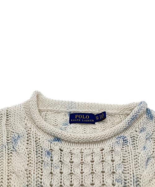 POLO RALPH LAUREN（ポロ・ラルフローレン）POLO RALPH LAUREN (ポロ・ラルフローレン) 星条旗インディゴケーブルニット ホワイト サイズ:XSの古着・服飾アイテム