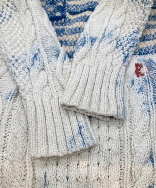 POLO RALPH LAUREN（ポロ・ラルフローレン）POLO RALPH LAUREN (ポロ・ラルフローレン) 星条旗インディゴケーブルニット ホワイト サイズ:XSの古着・服飾アイテム
