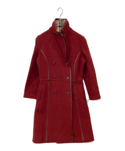 BURBERRY BLUE LABEL（バーバリー ブルー レーベル）BURBERRY BLUE LABEL (バーバリー ブルー レーベル) ダブルハーフコート　FNF25-806 レッド サイズ:38の古着・服飾アイテム