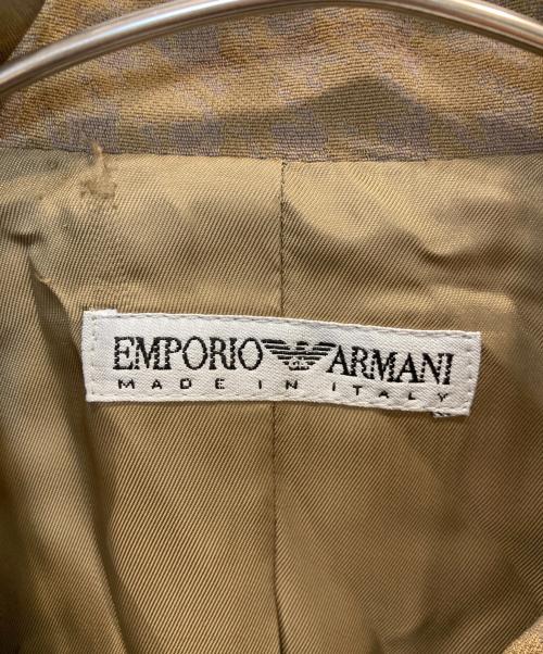 EMPORIO ARMANI（エンポリオ アルマーニ）EMPORIO ARMANI (エンポリオ アルマーニ) ベルベットトリムライダースジャケット ブラウン サイズ:44の古着・服飾アイテム