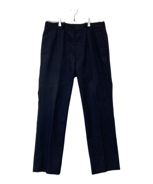 HEUGN（ユーゲン）HEUGN (ユーゲン) Freddie ウールソリッド2インプリーツテーパードパンツ TROUSER 014 ネイビー サイズ:2の古着・服飾アイテム