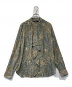 LAUREN RALPH LAURENローレンラルフローレン）の古着「ペイズリー柄フリルシャツ」｜ブラウン