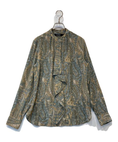 LAUREN RALPH LAUREN（ローレンラルフローレン）LAUREN RALPH LAUREN (ローレンラルフローレン) ペイズリー柄フリルシャツ ブラウン サイズ:Sの古着・服飾アイテム