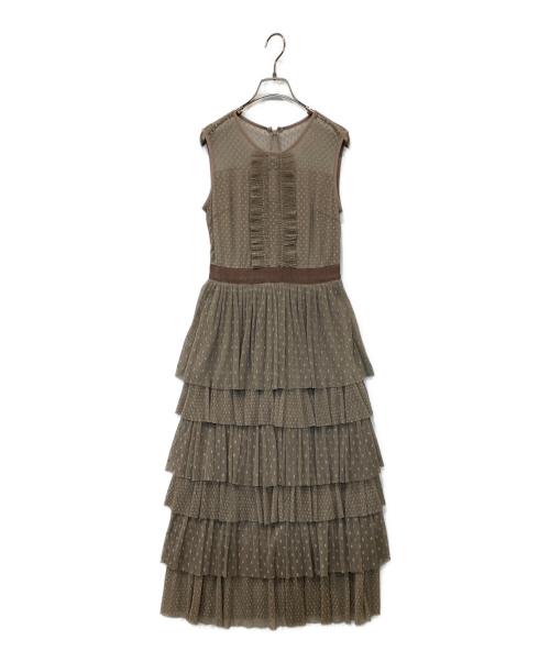Sov.（ソブ）Sov.　 (ソブ) ドットチュールワンピース　0301-200-201 ベージュ サイズ:38 未使用品の古着・服飾アイテム