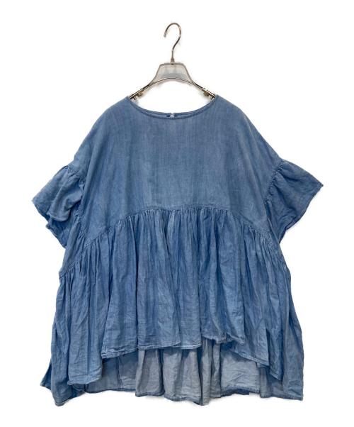 BEARDSLEY（ビアズリー）BEARDSLEY (ビアズリー) シフォンデニムシリーズギャザーブラウス BEZ1051604A0002 インディゴ サイズ:FREEの古着・服飾アイテム