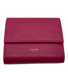 CELINE（セリーヌ）の古着「スモールトリフォールドウォレット U・AT・0129 U・TN・0149」｜ショッキングピンク