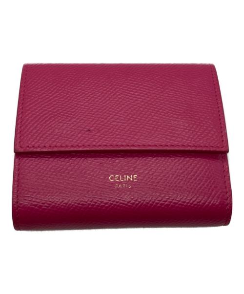CELINE（セリーヌ）CELINE (セリーヌ) スモールトリフォールドウォレット U・AT・0129 U・TN・0149 ショッキングピンクの古着・服飾アイテム