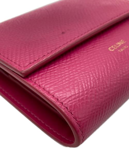 CELINE（セリーヌ）CELINE (セリーヌ) スモールトリフォールドウォレット U・AT・0129 U・TN・0149 ショッキングピンクの古着・服飾アイテム