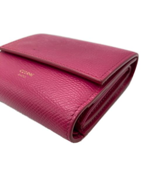 CELINE（セリーヌ）CELINE (セリーヌ) スモールトリフォールドウォレット U・AT・0129 U・TN・0149 ショッキングピンクの古着・服飾アイテム