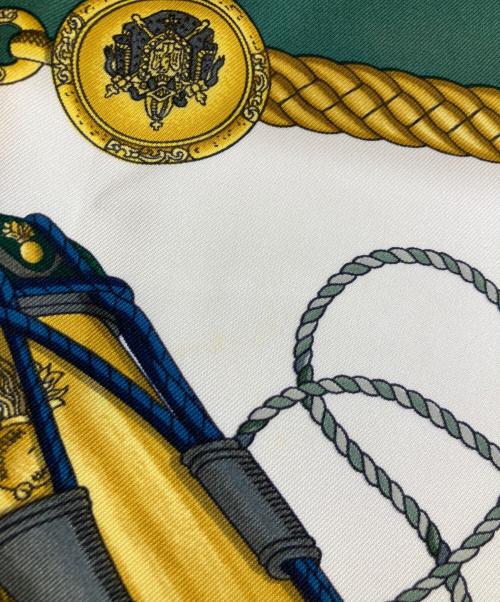 HERMES（エルメス）HERMES (エルメス) カレ90 LES TAMBOURS(タンブールの太鼓) グリーンの古着・服飾アイテム
