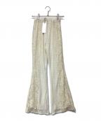 glam lipsグラムリップス）の古着「Stretch レース フレアパンツ 1252101-2001」｜アイボリー