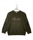 CELINEセリーヌ）の古着「OVERSIZED CELINE SWEATER IN RIBBED WOOL オーバーサイズド セリーヌ セーター イン リブド ウール 2AB97650S」｜オリーブ