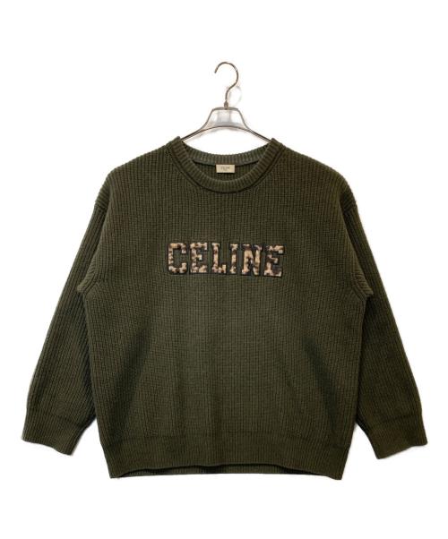 CELINE（セリーヌ）CELINE (セリーヌ) OVERSIZED CELINE SWEATER IN RIBBED WOOL オーバーサイズド セリーヌ セーター イン リブド ウール 2AB97650S オリーブ サイズ:Mの古着・服飾アイテム